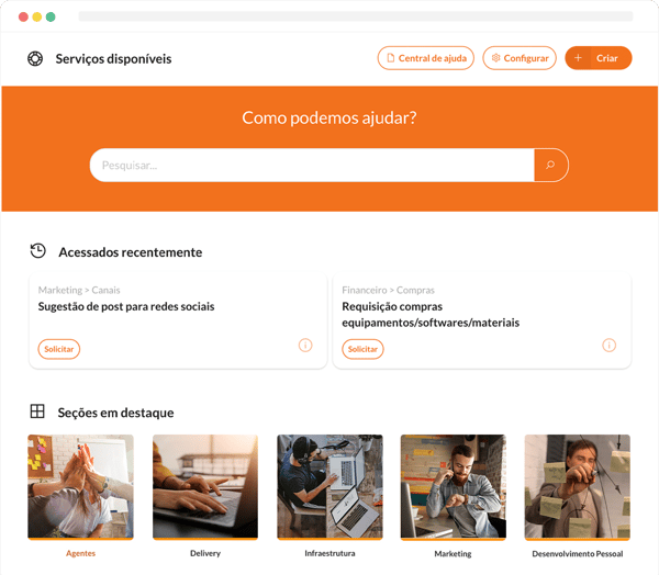 módulo de catálogo de serviços